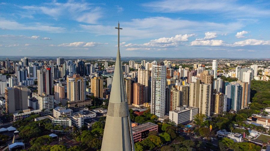 Catedral de Maringá vista por cima, cidades mais seguras do Paraná